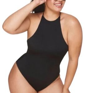 NWT Andie Swim The Asbury One Piece Black High Neck Swimsuit Size Large